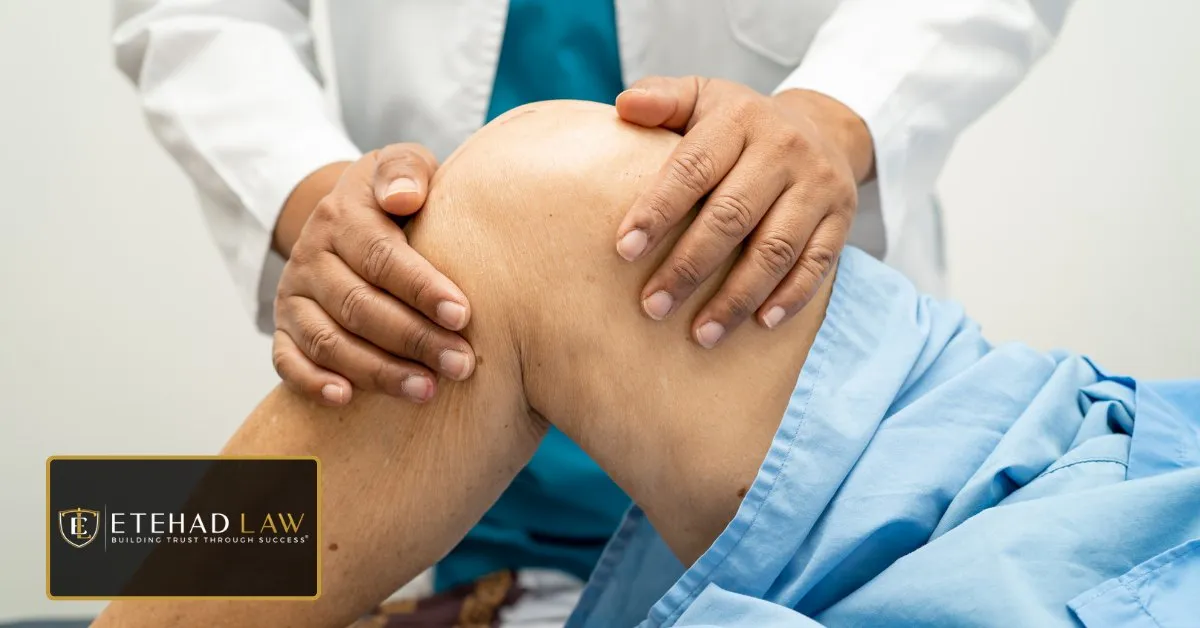 Doctor examining the knee of a patient during a medical assessment