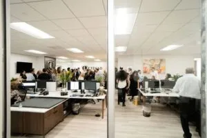 View of the open-plan workspace at the new Etehad Law office